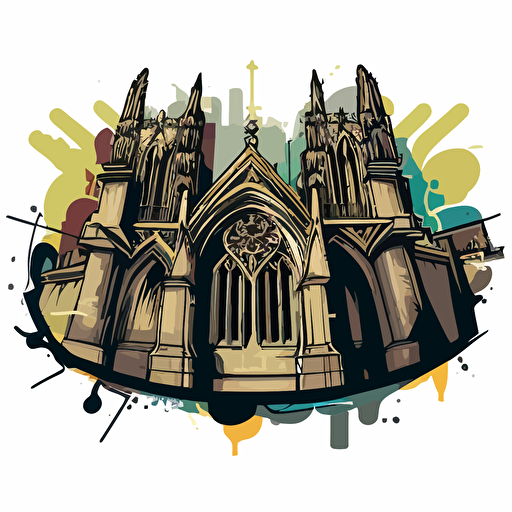 graffiti style cartoon york minster vector style logo NO TEXT NO WRITING epic cool