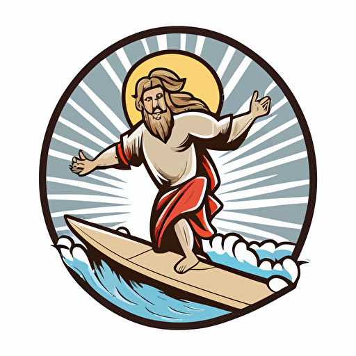 simplistic cartoon christian surfing vector logo with no text