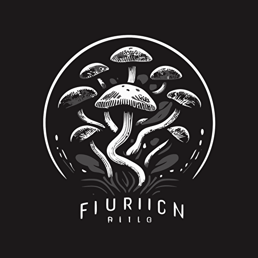 fungi. Simple logo vector design. Black and white