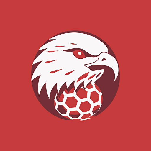 very simple logo for eagle and florball ball, red and white colors, retro , vector flat, PNG, SVG, flat shading, solid background, mascot, logo, vector illustration, masterwork, 2D, simple, illustrator