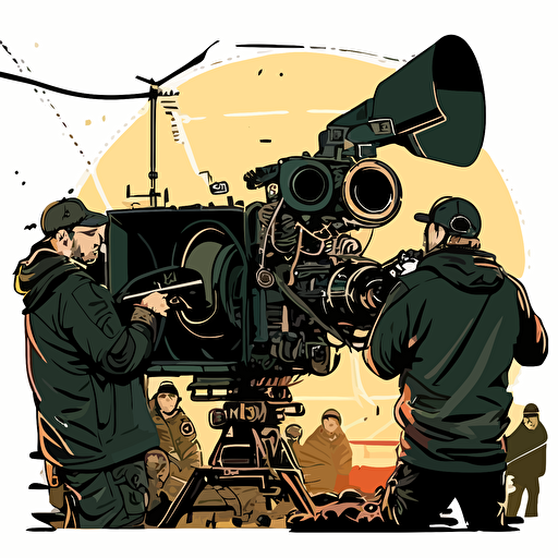 production cinema team shooting action movie warm vector illustration highly detailed