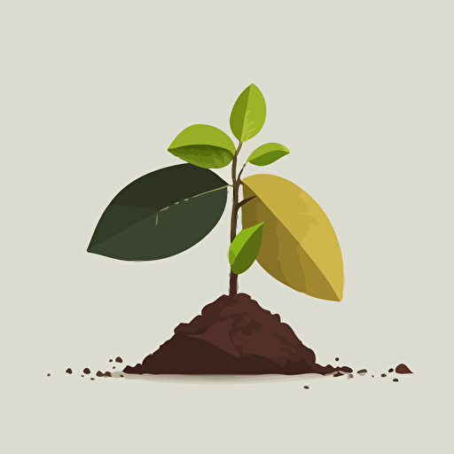 a simple vector image of an baby avocado tree with only 1 leaf growing out of compost