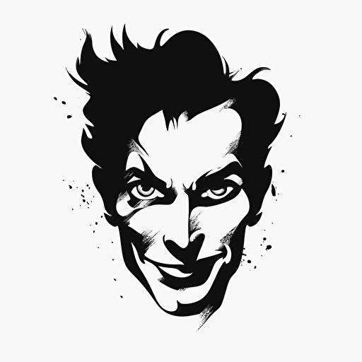black and white joker face silhouette just eyes nose and mouth illustration vector v5