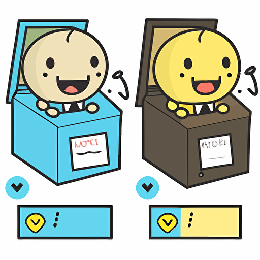 draw a 2D vector, cartoon, cute ballot, a simple drawing, in color but bordered with a black line, flat drawing and without details on a white background