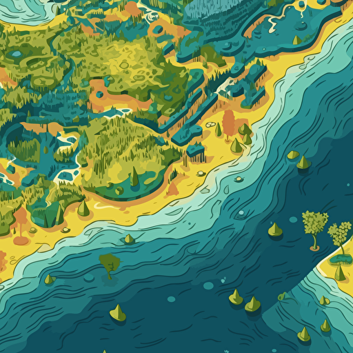 atolls close up view flat vector drawing bright colours ar 16:9