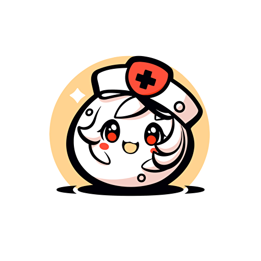 A simple sketch crypto currency medical doctor emoji with smile face and a cap, very dynamic logo white background vector
