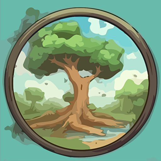 drawing vector cartoon magnify of thin branch of green tree with banks instead of leaves, in the style of precisionist style, 2d game art, the vancouver school, handsome, smilecore, quadratura