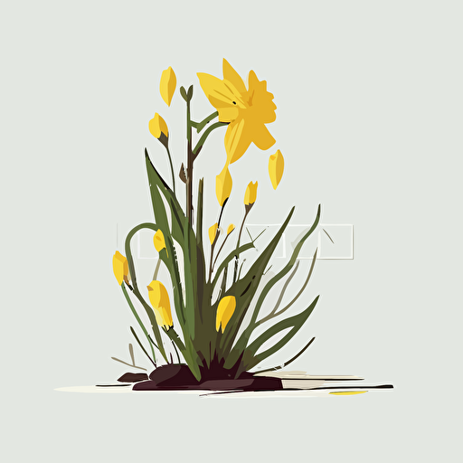 spring flower, isolated on white background, flat illustration style, vector art