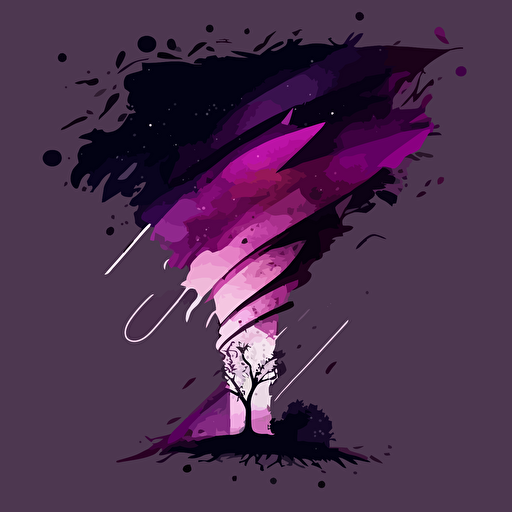 a tornado logo who form the letter T, colors : shade of purple, minimalist flat style, vector