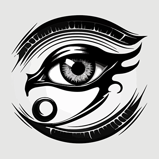 anime eye of horus, vector art, black white, logo, transparent background