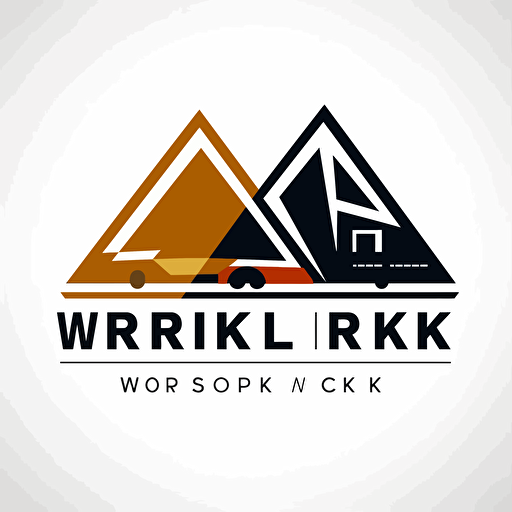 logistics and tech company logo named "WRK" triangle 3, vector logo, modern