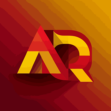logo combining letter "AICS", fancy, vector, flat 2d, deep red and deep yellow,