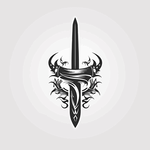 a simple beautiful logo of a sword, white backround, vector