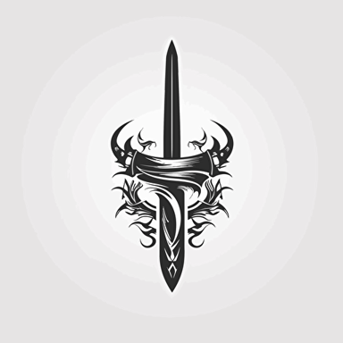 a simple beautiful logo of a sword, white backround, vector