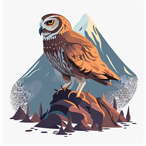 flat vector art of owl on mount hood