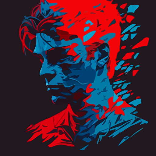 blue red flat vector illustration with transparent background:: in style of Thom Wallen