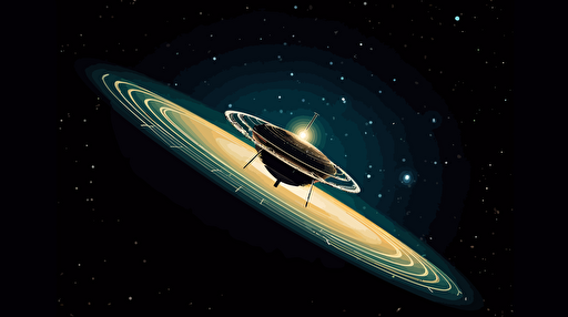 a space ship from earth heading towards a jungle planet in a foreign solar system, viewed from space, vector illustration