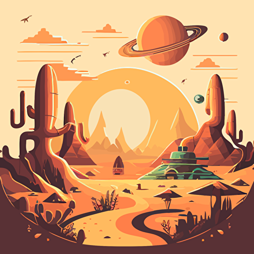 vector illustration of an alien landscape