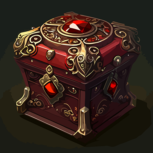 red Jewerly box, closed, icon, hand painted, vectorial, design sheets for a game