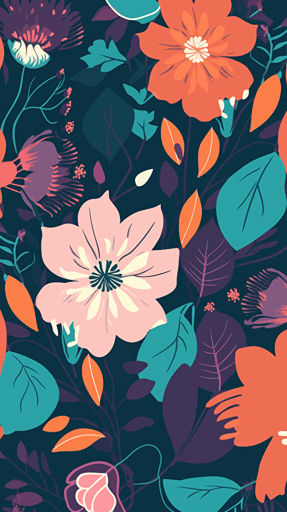 a modern and elegant floral pattern, vector, flat colors, bright background