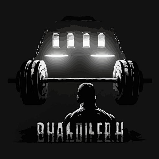 deadlight bar with weights, vector style, black and white