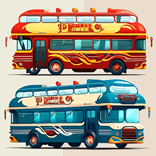 2d double decker bus design for burgers. Vector