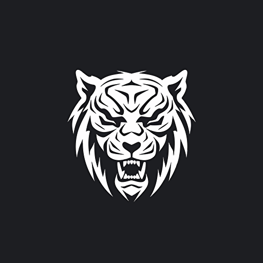 minimal line logo of a tiger head, vector