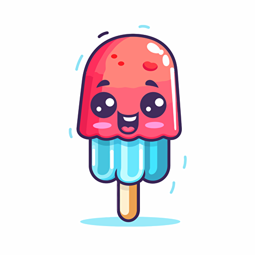 kawaii popsicle, detailed, cartoon style, 2d clipart vector, creative and imaginative, hd, white background