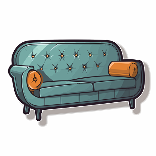 modern couch 2d simple die-cut sticker vector art