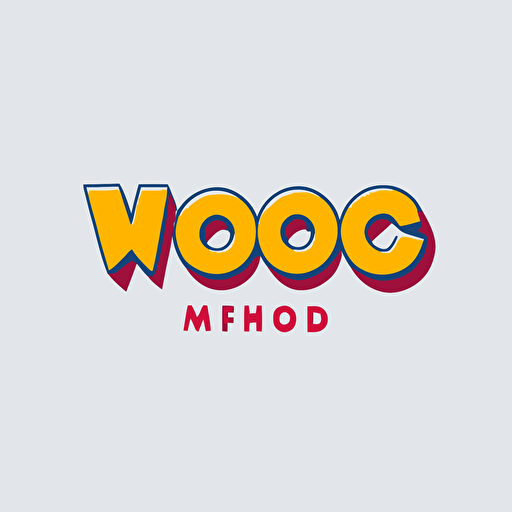 logo, combination mark logo, text is “Woo Hoo”, image simpsons, looks happy, geometric type for modern logo, vivid, vector, simple, flat, plain,smooth, low detail, minimal, white background