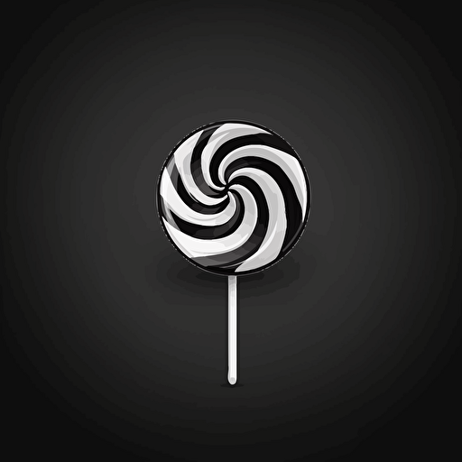 iconic logo of lollipop, minimal, design, white vector in black background