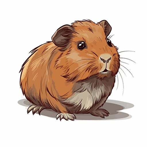Guinea pig, ilustration, vector art, white bg.