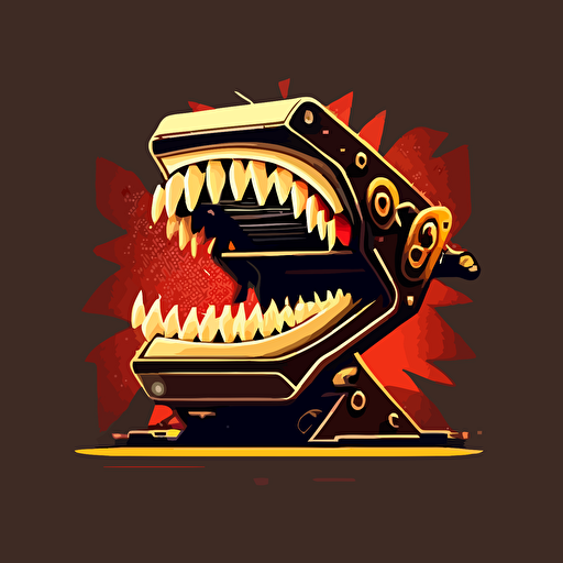 vector, logo, vector logo, simple, two tone, machine with teeth eating, conveyor belt tongue