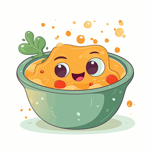 vector art illustration of a stone soup for a kids book, happy mood, cute style, white background,