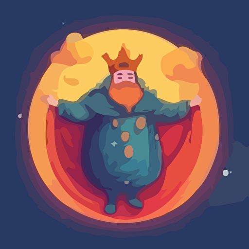Vector illustration of funny king, floating in space, in vivid colors