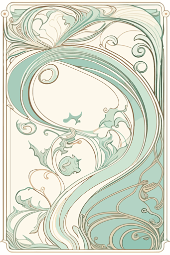 A card back, in the style of [Art Nouveau], featuring [flowing curves], [romantic pastels], [soothing blue], and [stylized nature]. Drawn all the way to the edges with no background visible. The card back should have a unique design, with elements of fluidity and movement, Flat with no shadow, no script, while still maintaining a cohesive look and feel. The overall design should evoke a sense of [whimsy and wonder], beauty, and [timeless elegance], The final product should be high-quality, vector artwork, suitable for printing on the backs of standard playing cards.