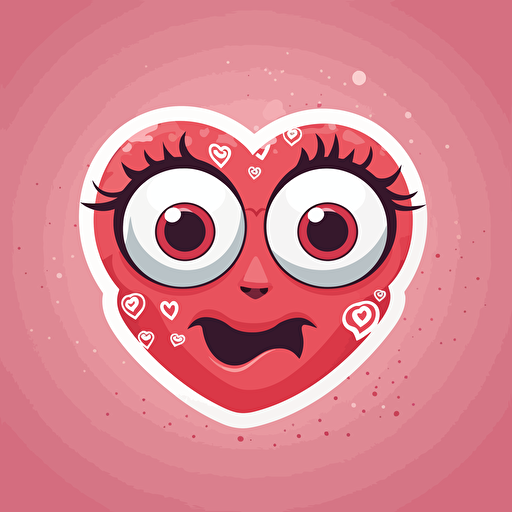 sticker design, super cute pixar heart with eyes, vector