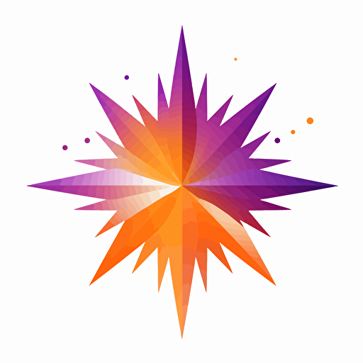 a exploding purple orange vector gradient 5 point star on white