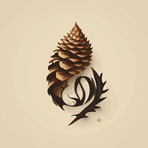 create a minimilist vector logo that is in the shape of an ampersand and a pine cone