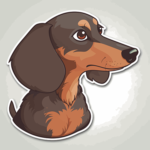 a profile of a a super cute very happy Dachshund, sticker, vector, big eyes s 1000
