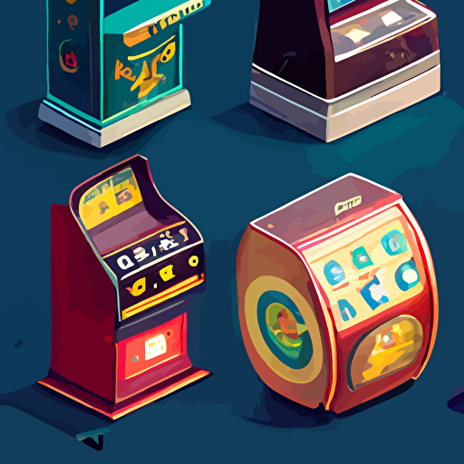 Many slot machines, vector art
