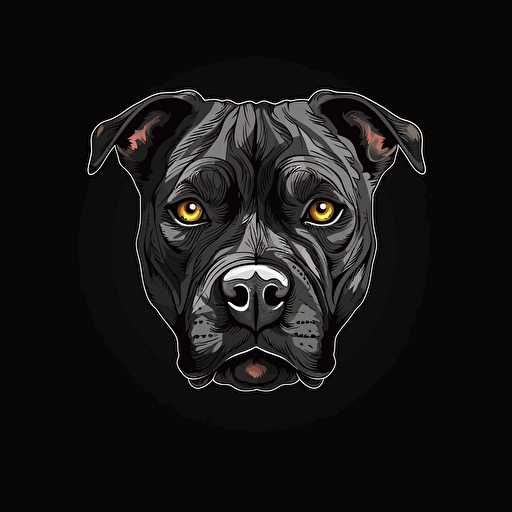 Cute pitbull animed, vector logo, high coloring, black background