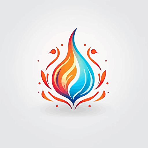 ein einfaches logo in form wassertropfen als flamme und blatt auf weißem hintergrund, vector, mit einfachen farbverlauf