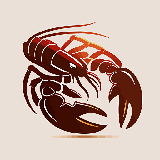 Red Lobstah, oblong brown football, sports logo style, white background, vector