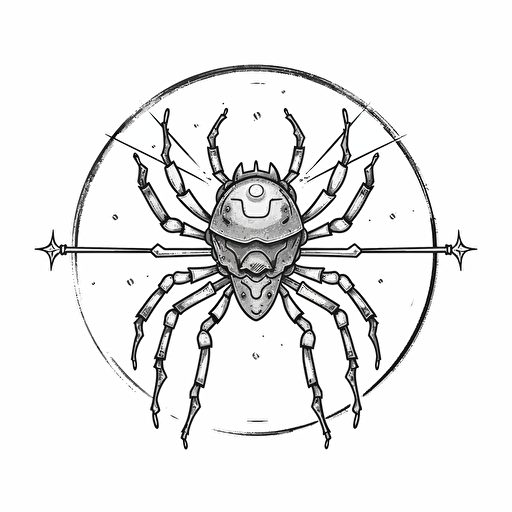 an easily-scalable logo image for an AI company of an araneus spider on a sword, black and white, vector, 2d, minimalistic, cyberpunk, award-winning
