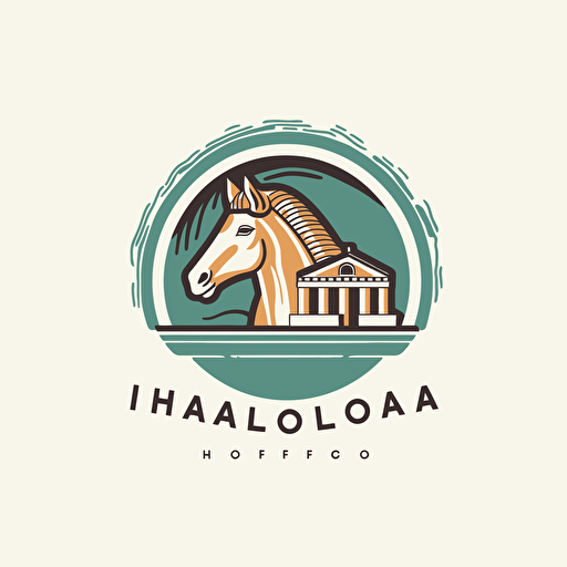 Logo minimal, simple logo, tourism, cultural, vector, mosaic style, tourism company, Hola company name, with the parthenon, athens.