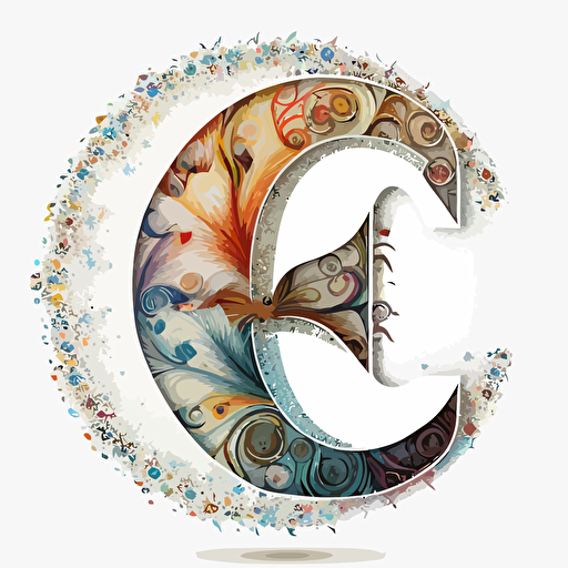 the letter "e" from abstract logo marks,modern digital logo, with unicorn, mandala color,white background,Vector,