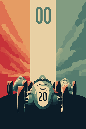 poster 1940 race event light muted colours, minimalistic vector,