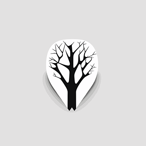 minimal brand logo, vector, clever, geometric, black on white flat logo of a tree with teeth 2d
