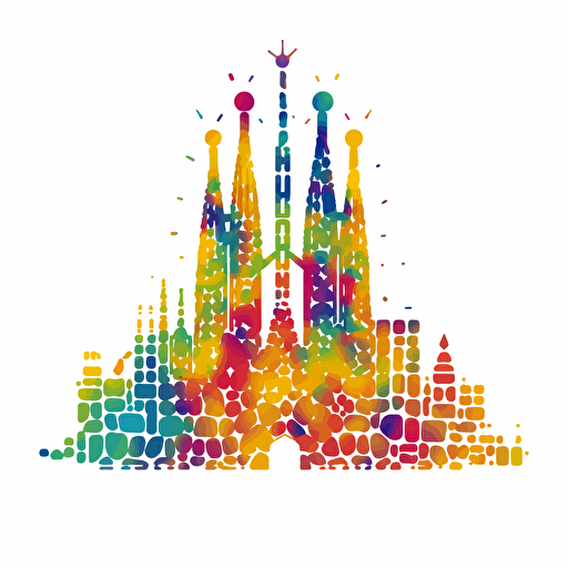 mosaic sagrada familia vector logo colorful simple